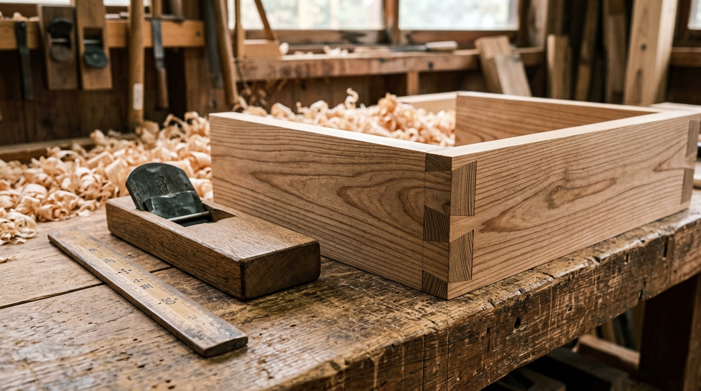 現場のこだわりと素材の質感が伝わる無垢材と作業場のディテール
